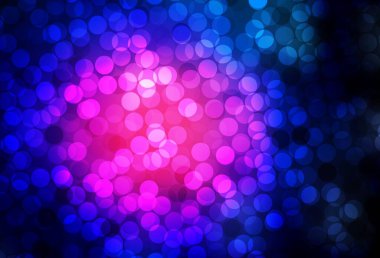 Koyu pembe, daire şekilli mavi vektör düzeni. Parlak renkli soyut çemberlerin olduğu bir resim. Reklamlar, broşürler için desen.