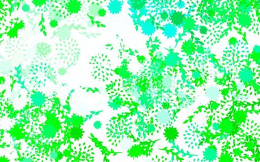 Açık yeşil vektör deseni çiçeklerle çizer ve çiçeklerle renklendirir. Web ve broşürler için elle boyanmış tasarım.