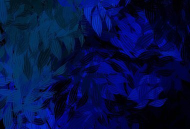 Koyu mavi, yeşil vektör karalama arkaplanı yapraklarla. Yapraklı karalama tarzında yeni renkli çizimler. Marka kitabınız için yeni şablon.