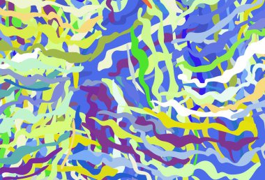 Eğri çizgileri olan ışık çok renkli vektör arkaplanı. Değişken çizgileri olan renkli soyut çizimler. Cep telefonu ekranları için arkaplan.