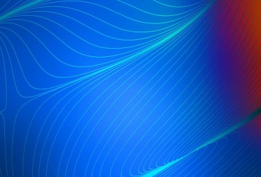 Açık mavi, kıvrımlı çizgileri olan kırmızı vektör şablonu. Eğri şekilli yepyeni renkli bir tasvir. Broşürler, broşürler için doku.