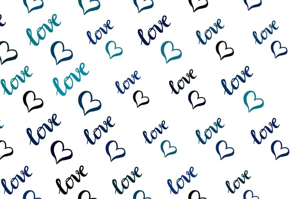 Dark Blue Vector Template Doodle Hearts Сяючий Малюнок Серцем Абстрактному — стоковий вектор