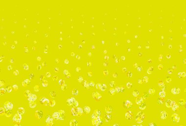 Açık yeşil, noktalı sarı vektör arkaplan. Parlak renkli soyut çemberlerin olduğu bir resim. Güzel web siteleri için desen.