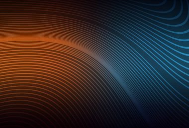 Koyu mavi, eğri çizgili sarı vektör arkaplan. Değişken çizgileri olan renkli soyut çizimler. İş tasarımınız için şablon.