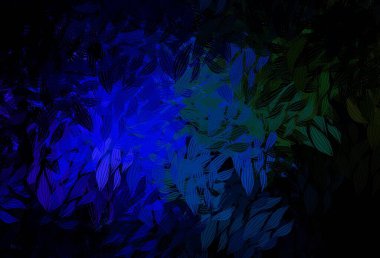 Koyu renkli vektör karalama arkaplanı yapraklarla. Bulanık şekilli ve yapraklı yepyeni bir resim. İş tasarımınız için yepyeni bir tarz.