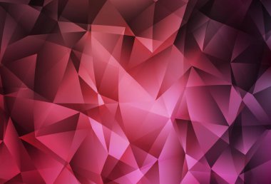 Açık pembe, kırmızı vektör eğimli üçgen şablonu. Çokgen biçiminde, gradyan ile renkli çizimler. İş tasarımınız için yepyeni bir tarz.