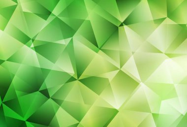 Açık yeşil, sarı vektör üçgen arkaplan. Üçgenli parlak renkli çizimler. Web siteniz için çokgen tasarım.