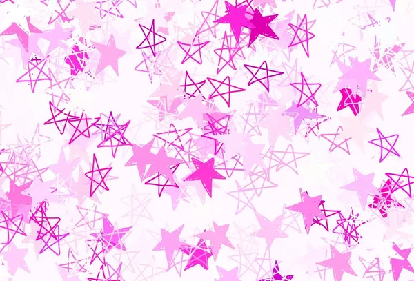 小さな星や大きな星で明るいピンクのベクトル背景 グラデーションでぼやけた抽象的な背景の星 あなたのビジネス広告のためのスマートデザイン — ストックベクタ
