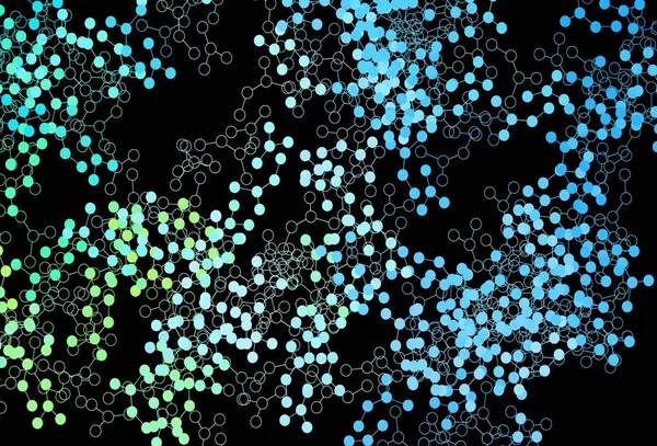 Koyu mavi, yapay zeka yapısına sahip yeşil vektör şablonu. Yapay zekanın bağlantı ve noktalarıyla soyut illüstrasyon. Poster ve teknoloji sembolü.