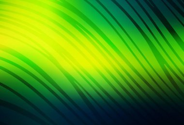 Koyu yeşil, bükülmüş çizgileri olan sarı vektör dokusu. Basit eğri biçiminde parlak renkli bir illüstrasyon. Tasarımınız için desen.