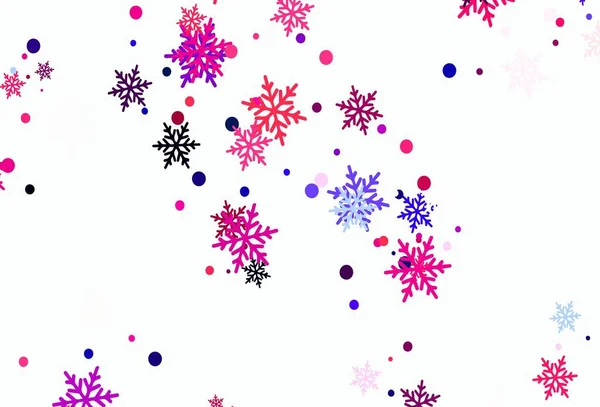 Texture Vectorielle Rose Clair Avec Flocons Neige Colorés Flocons Neige — Image vectorielle