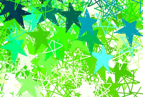 Hellgrüne Vektortextur Mit Schönen Sternen Dekorative Leuchtende Illustration Mit Sternen — Stockvektor