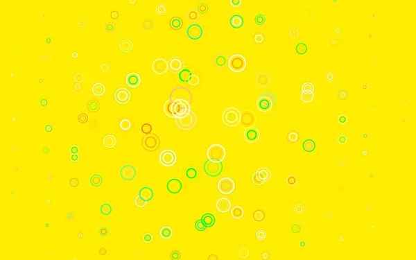 Verde Claro Plantilla Vector Amarillo Con Círculos Ilustración Abstracta Brillante — Archivo Imágenes Vectoriales