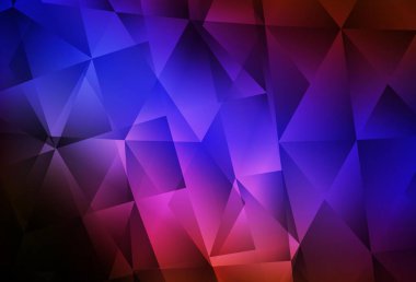 Koyu mavi, kırmızı vektör çokgen arkaplan. Üçgenli renkli soyut çizimler. Arkaplanlarınız için desenli desen.