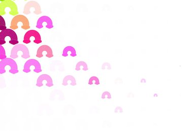 Açık Pembe, gökkuşaklı yeşil vektör arkaplan, bulutlar. Gökkuşağı ve bulut şekilli dekoratif çizimler. En iyi tasarım mutlu olaylar.