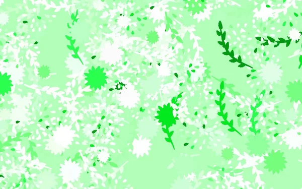 Vector Verde Claro Elegante Plantilla Con Flores Rosas Doodle Ilustración — Vector de stock