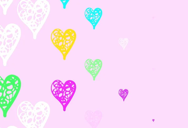 Luz Multicolor Vector Fondo Con Corazones Brillantes Ilustración Con Formas — Archivo Imágenes Vectoriales