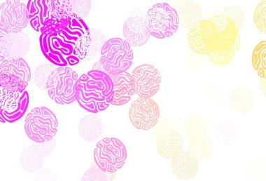 Açık pembe, soyut şekilli sarı vektör dokusu. Rastgele şekillerle soyut tarzda dekoratif tasarım. Duvar kağıtları için zarif tasarım.