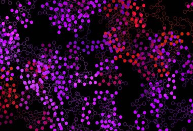 Koyu pembe, yapay zeka yapısına sahip kırmızı vektör şablonu. Renkli yapay zeka yapısı, eğimli çizgiler ve noktalar. Poster ve teknoloji sembolü.