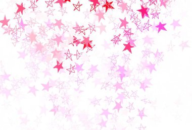 Açık Mor, yılbaşı yıldızlı pembe vektör deseni. Soyut şablondaki yıldızlarla dekoratif parlak illüstrasyon. Fütürist reklamlar ve kitapçıklar için şablon.