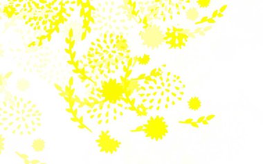 Açık yeşil, çiçekli sarı vektör karalama şablonu ve çiçekli yeni renkli çizim. Markan için şık bir model..