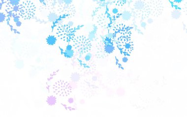 Açık mavi, kırmızı vektör karalama arkaplanı çiçekler, güller. Çiçeklerle süslenmiş soyut çizimler. Markan için şık bir model..