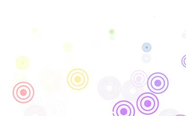 Lekeli hafif turuncu vektör arkaplanı. Parlak renkli soyut çemberlerin olduğu bir resim. Reklamlar, broşürler için desen.