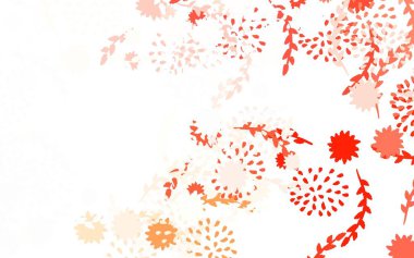 Açık yeşil, kırmızı vektör zarif arka plan, çiçekler, güller. Çiçeklerle karalama tarzında renkli çizimler. Çocuk kitapları için renkli desen.