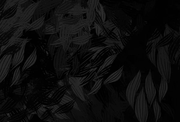 Dunkelgrauer Vektorhintergrund Mit Blättern Skizzenhafte Kritzeleien Mit Blättern Auf Verschwommenem — Stockvektor