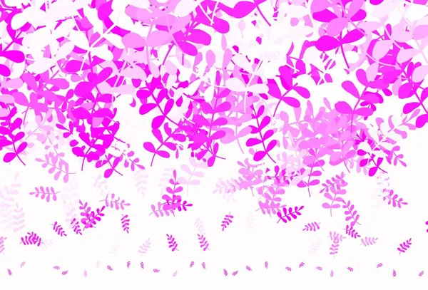 Sfondo Scarabocchiare Vettore Rosa Chiaro Con Foglie Illustrazione Colorata Nuovissima — Vettoriale Stock