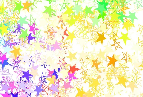 Luz Multicolor Vector Telón Fondo Con Estrellas Pequeñas Grandes Ilustración — Archivo Imágenes Vectoriales