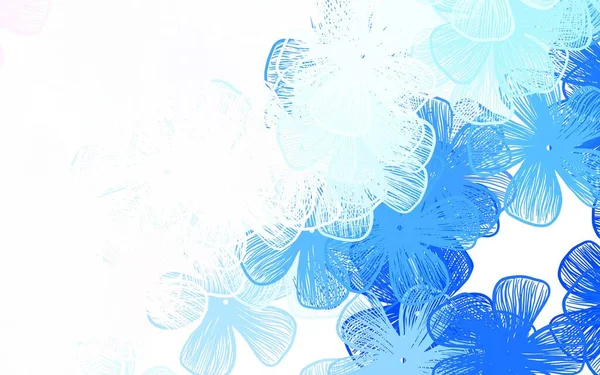 Rosa Claro Fondo Doodle Vector Azul Con Flores Ilustración Creativa — Vector de stock