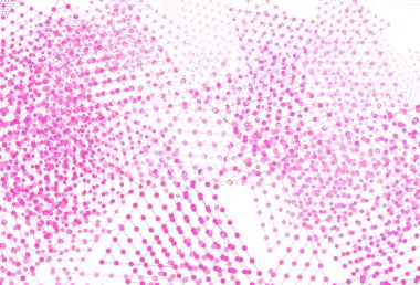 Dairesel çokgen şekilli açık pembe vektör deseni. Noktalı, soyut şekilli dekoratif tasarım. Duvar kağıtları için şablon.