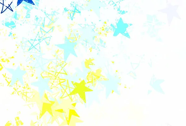 浅蓝色 黄色矢量模板与天空中的星星 在模糊的抽象背景上有渐变的恒星 占星术网站的模式 — 图库矢量图片
