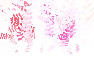Açık pembe vektör arkaplanı yapraklarla karalıyor. Yapraklarla bulanık şekilli yaratıcı illüstrasyon. Marka kitabınız için yeni şablon.