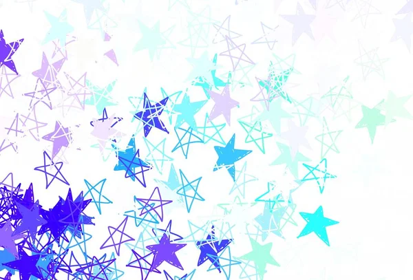 Bleu Clair Texture Vectorielle Verte Avec Belles Étoiles Illustration Colorée — Image vectorielle