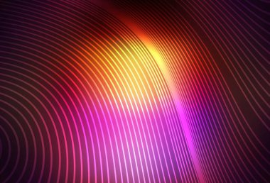 Koyu pembe, kıvrımlı sarı vektör deseni. Eğimli çizgileri olan zarif parlak bir illüstrasyon. İş tasarımınız için şablon.