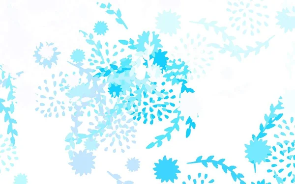 Rosa Claro Fondo Doodle Vector Azul Con Flores Rosas Ilustración — Archivo Imágenes Vectoriales