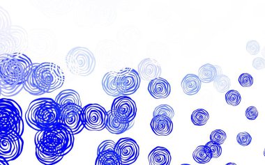 Güllü hafif Mavili vektör şablonu. Çiçeklerle karalama tarzında renkli çizimler. Çocuk kitapları için renkli desen.