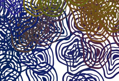 Açık mavi, sarı çizgili vektör arkaplan. Renkli çizgileri ve şekilleri olan bir örnek. Markan için yeni kompozisyon.