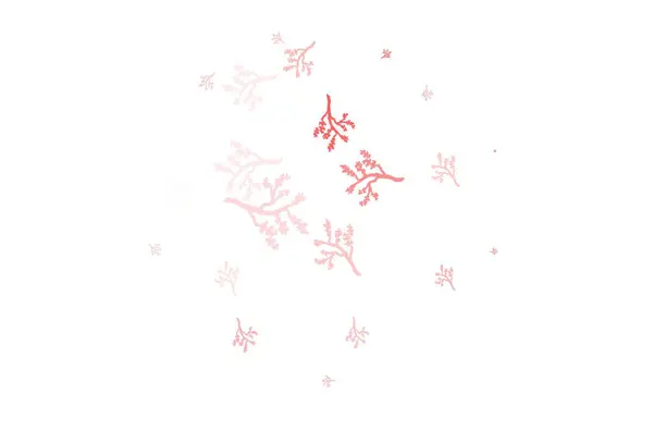Ljusrosa Röd Vektor Abstrakt Mönster Med Sakura Färgglada Illustration Klotter — Stock vektor
