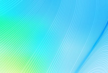 Açık mavi, eğri çizgileri olan yeşil vektör deseni. Basit bir şekilde yepyeni renkli bir tasvir. Broşürler, broşürler için doku.