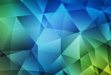 Açık mavi, yeşil vektör çokgen desen. Çokgen tarzda tamamen yeni bir renk çizimi. Bir markanın arkaplanı için desen.