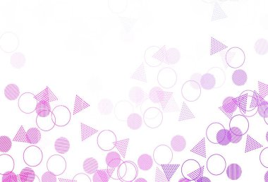 Açık Mor, kristalli pembe vektör şablonu, daireler. Renkli noktalı modern soyut çizimler. Duvar kağıtları için şablon.