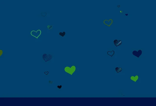 Hellblauer Grüner Vektorhintergrund Mit Herzen Kluge Illustration Mit Gradientenherzen Valentinischen — Stockvektor