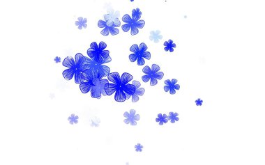 Açık mavi, sarı vektör soyut arkaplan çiçekli. Beyaz arka planda eskiz karalama çiçekleri. Tasarımınız için yeni şablon.