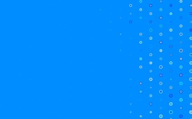 Disklerle açık mavi vektör dokusu. Parlak renkli soyut çemberlerin olduğu bir resim. Reklamlar, broşürler için desen.