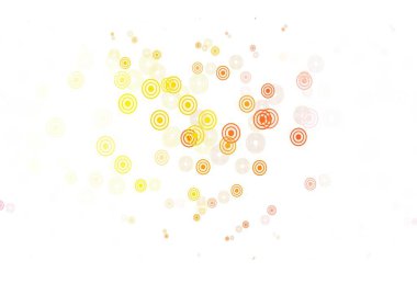 Dairesel şekilli hafif turuncu vektör düzeni. Renkli su damlaları olan modern soyut çizimler. Duvar kağıtlarının dokusu için desen.