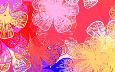 Açık pembe, çiçekli sarı vektör zarif arkaplan çiçekli zarif parlak illüstrasyon. Ağ ve ambalaj için elle boyanmış tasarım.