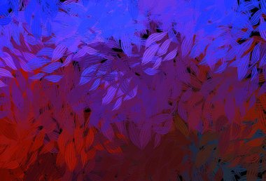 Koyu mavi, sarı vektör karalama dokusu yapraklarla. Yaprakları karalama tarzında renkli ve soyut çizimler. Markan için şık bir model..